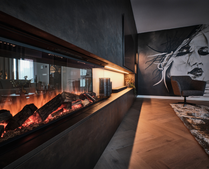 Haardmeubel in DecoLegno materiaal met Element4 elektrische haard